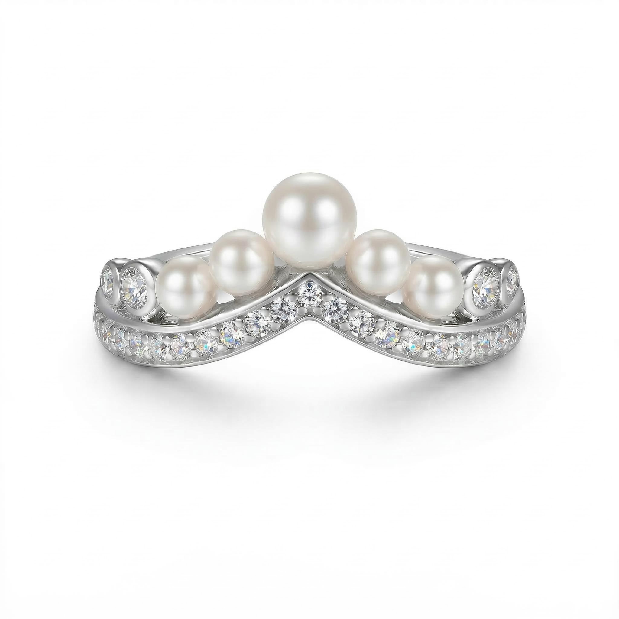  Pearl Crown Ring Set