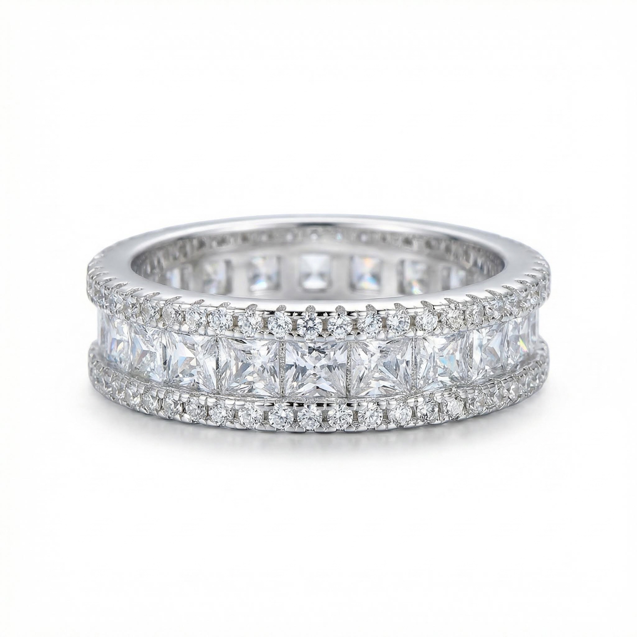 Classic Inlaid Princess Square Ring