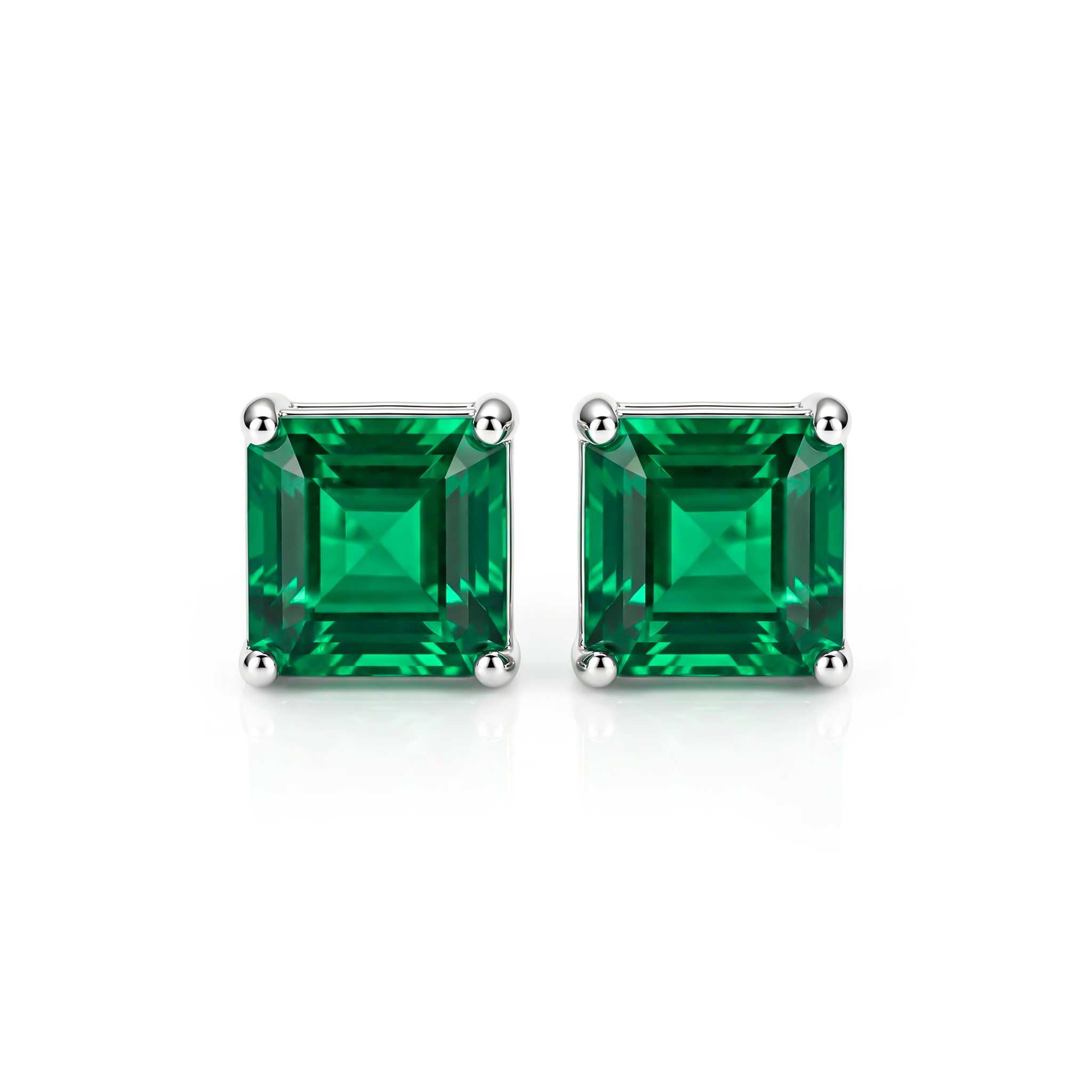 Emerald Square Stud Earrings