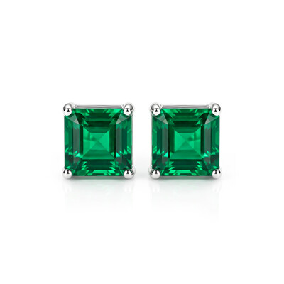 Emerald Square Stud Earrings