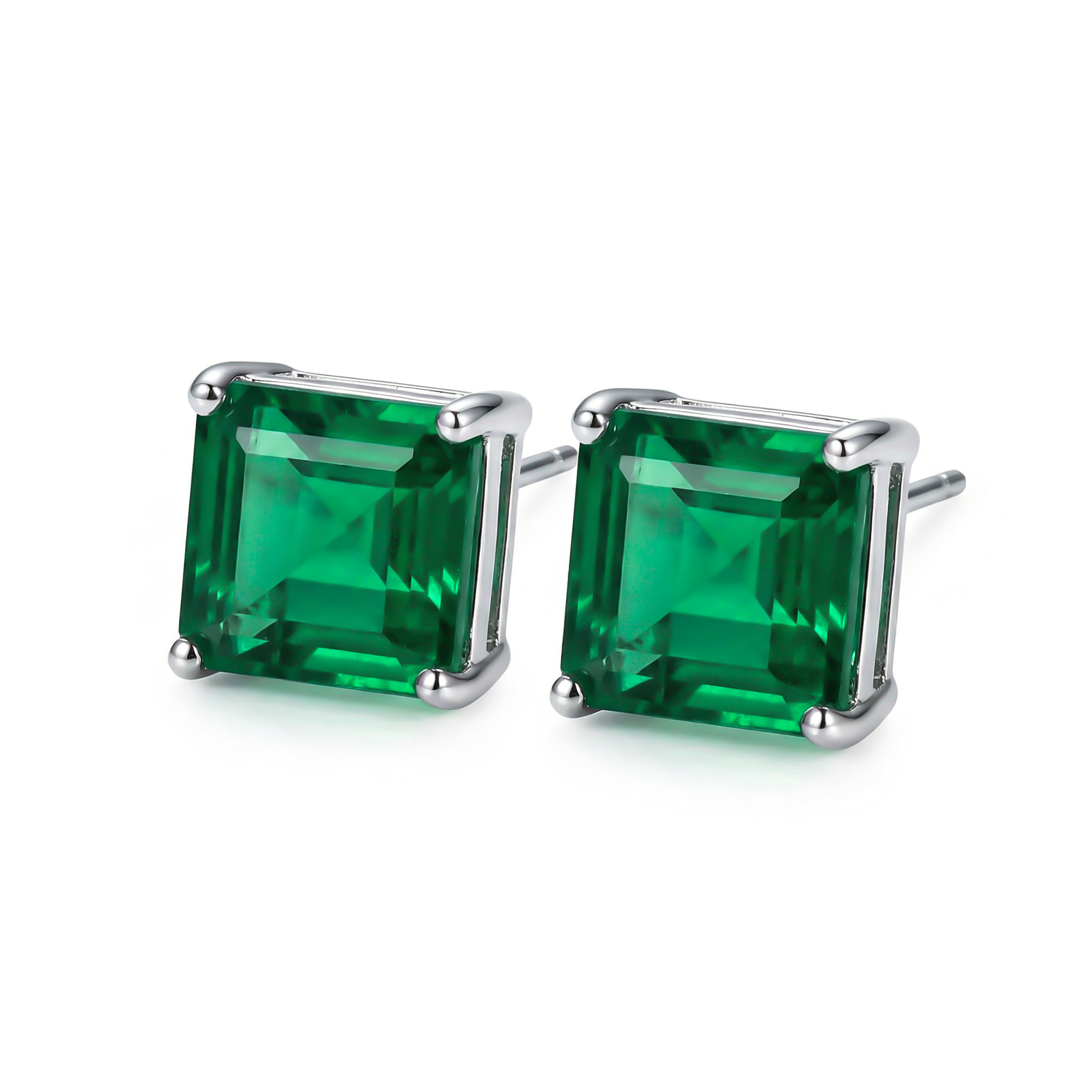 Emerald Square Stud Earrings