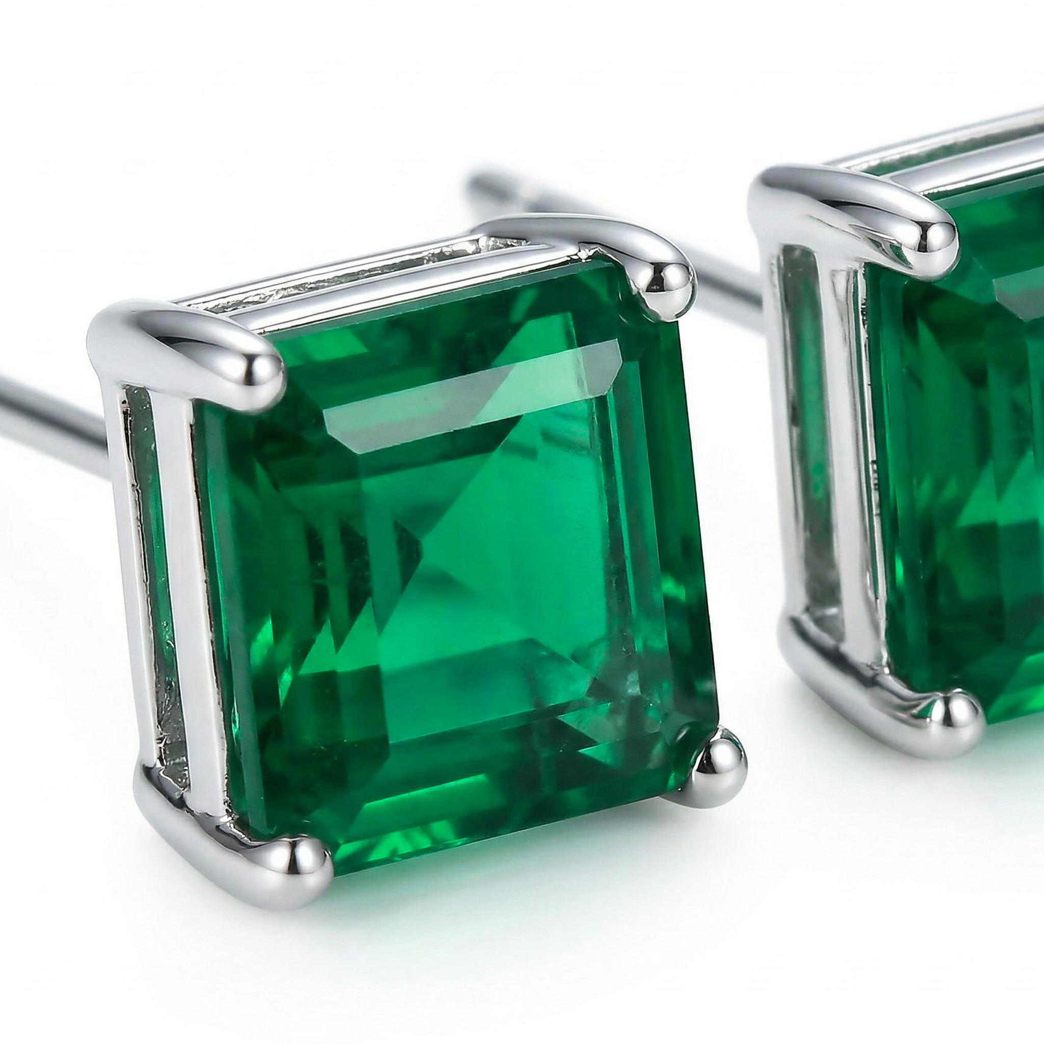 Emerald Square Stud Earrings
