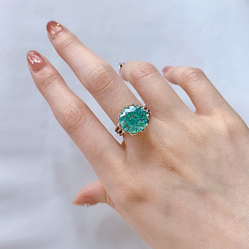  Green Tourmaline Lotus Engagement Ring