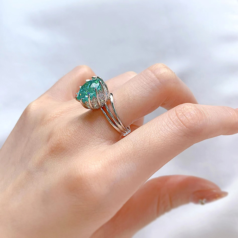 Green Tourmaline Lotus Engagement Ring