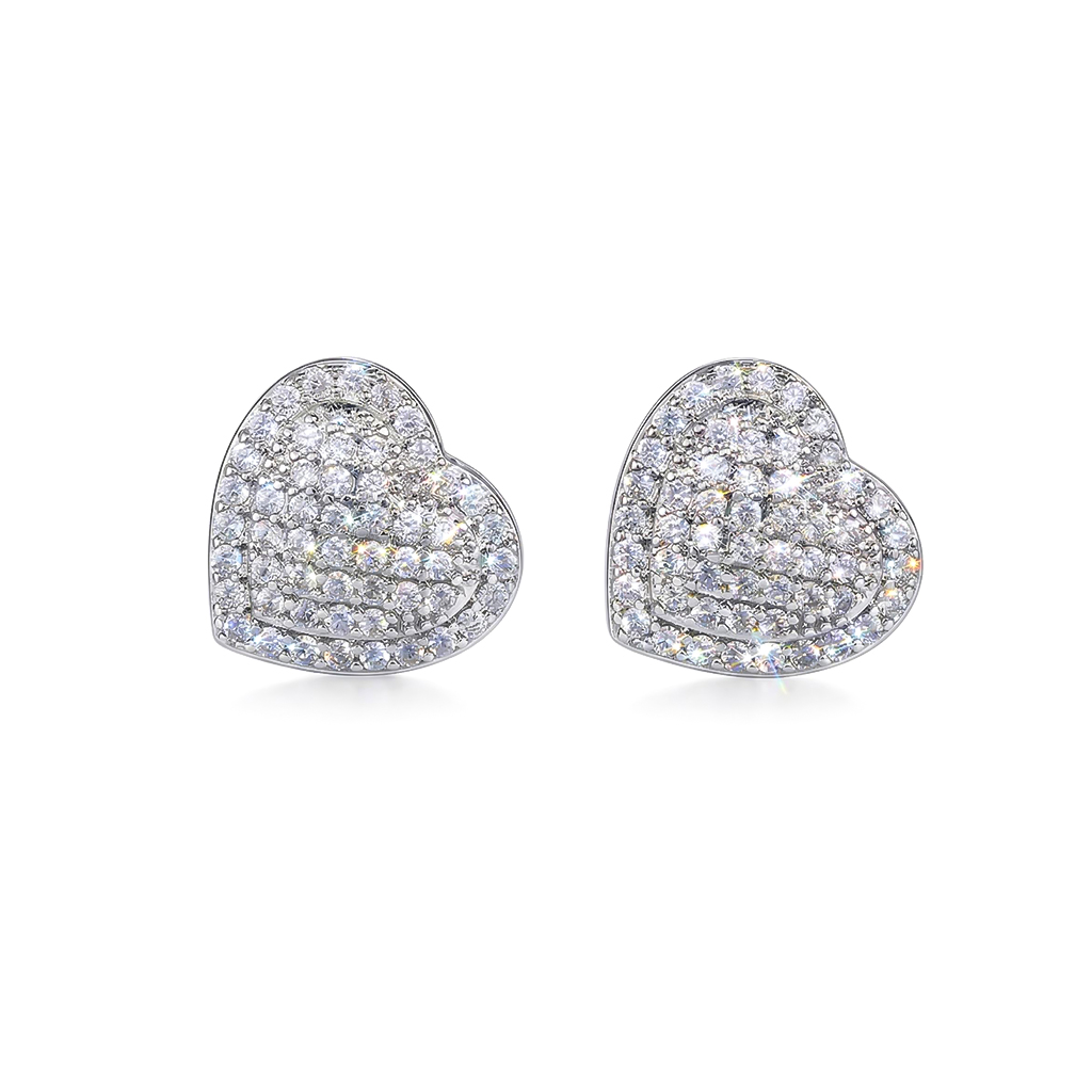Pave Heart Stud Earrings