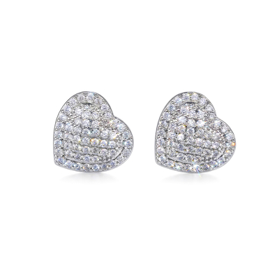 Pave Heart Stud Earrings