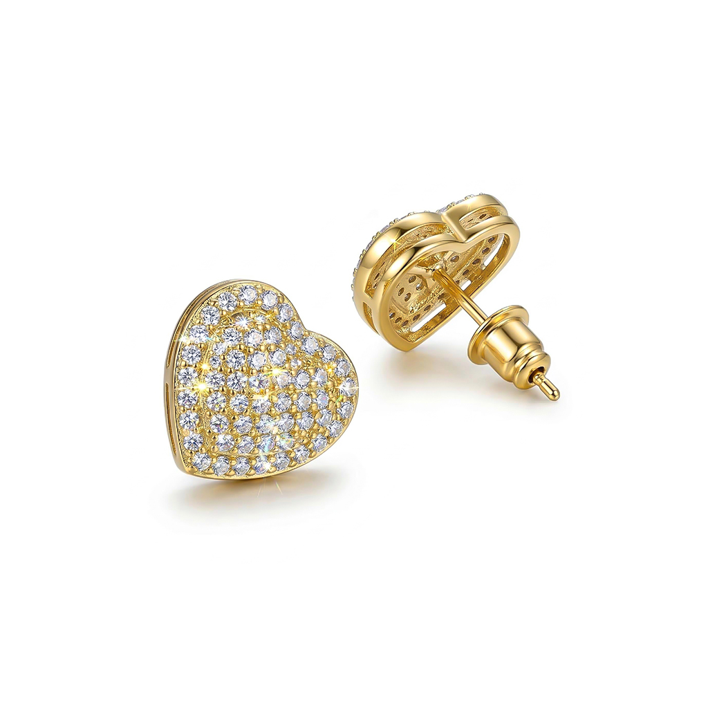 Pave Heart Stud Earrings