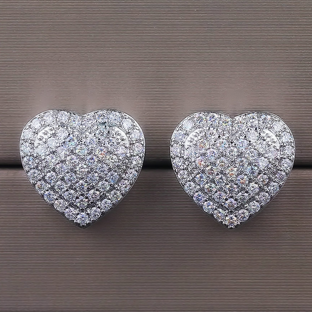 Pave Heart Stud Earrings