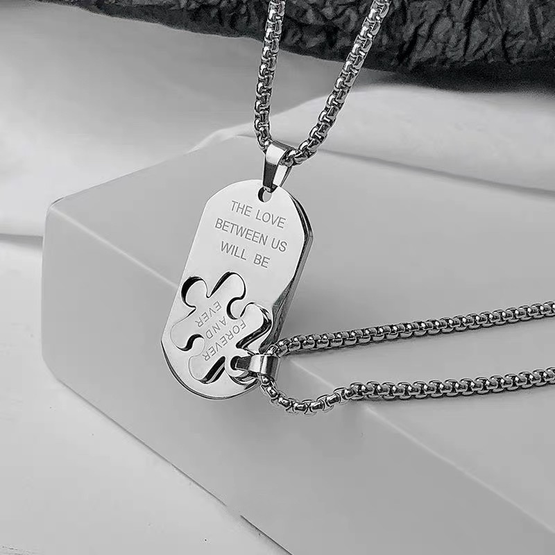 The Love Between Us Will Be Forever And Ever Couple Puzzle Pendant Necklaces