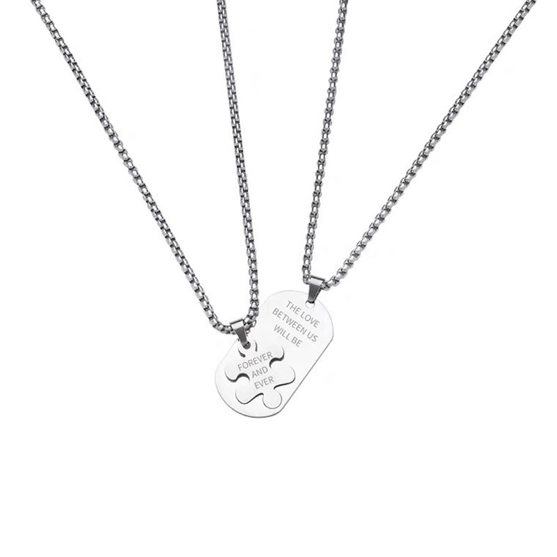 The Love Between Us Will Be Forever And Ever Couple Puzzle Pendant Necklaces