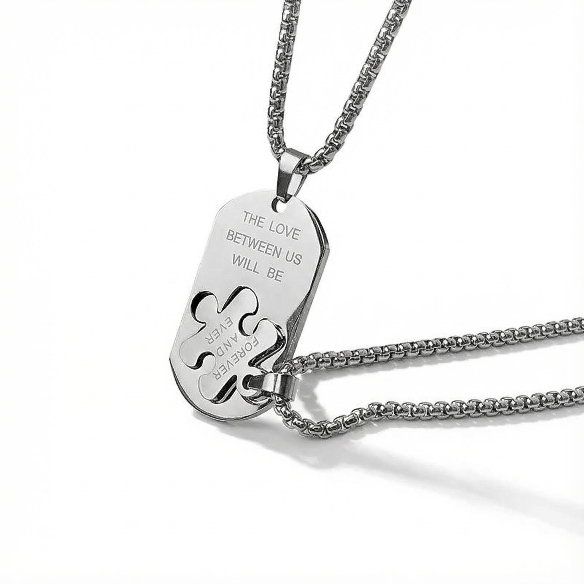 The Love Between Us Will Be Forever And Ever Couple Puzzle Pendant Necklaces