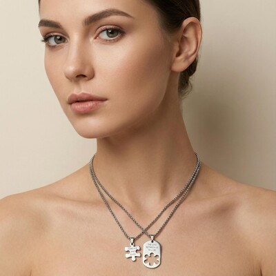 The Love Between Us Will Be Forever And Ever Couple Puzzle Pendant Necklaces