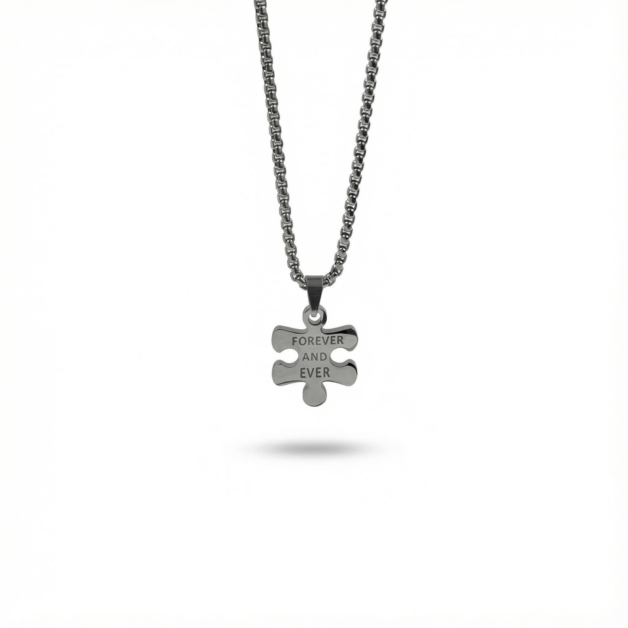The Love Between Us Will Be Forever And Ever Couple Puzzle Pendant Necklaces