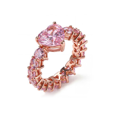 Heart Cut Pink Love Ring in Rose Gold