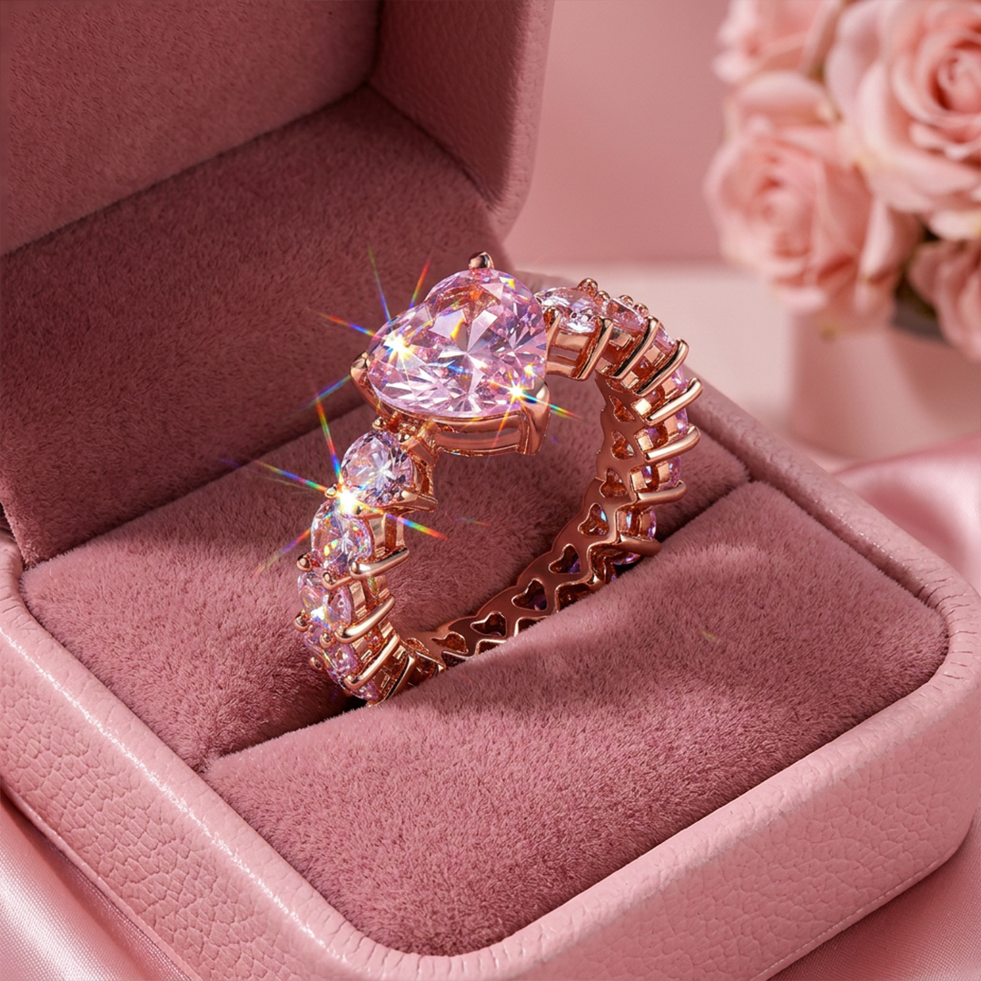 Heart Cut Pink Love Ring in Rose Gold Heart Cut Pink Love Ring in Rose Gold