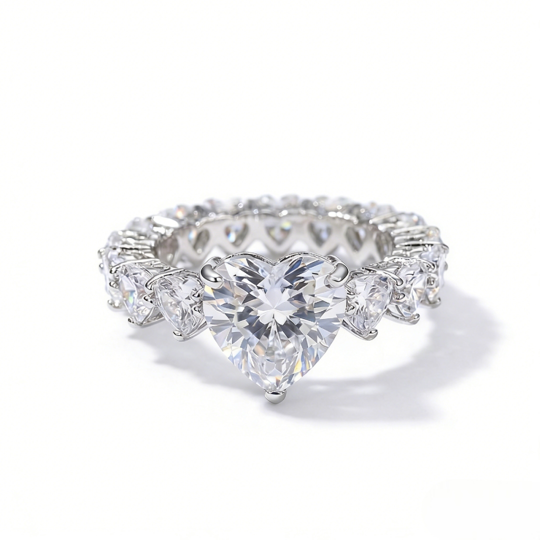 Heart Cut Love Ring in White Gold