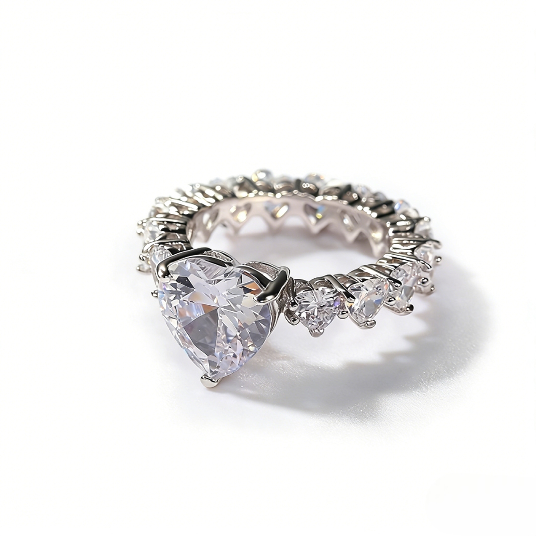 Heart Cut Love Ring in White Gold
