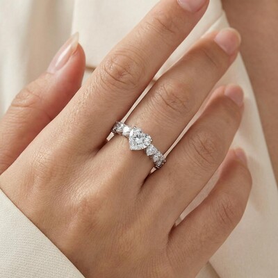 Heart Cut Love Ring in White Gold
