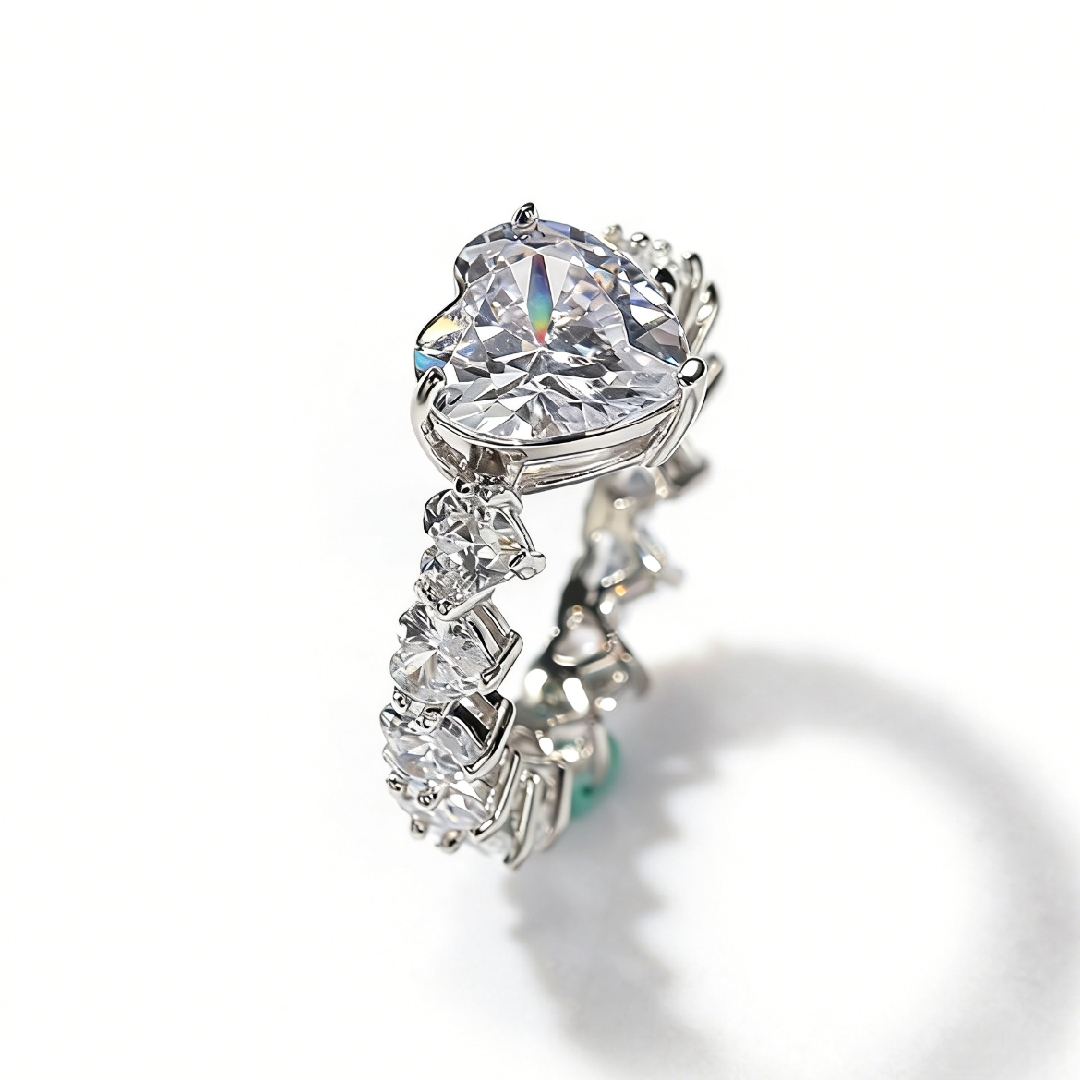 Heart Cut Love Ring in White Gold