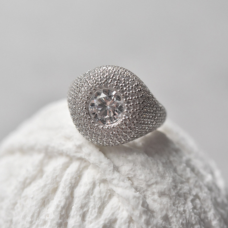  Iced Clustered Band Ring in White Gold