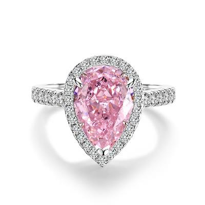Pink/Yellow Pear Cut Halo Engagement Ring