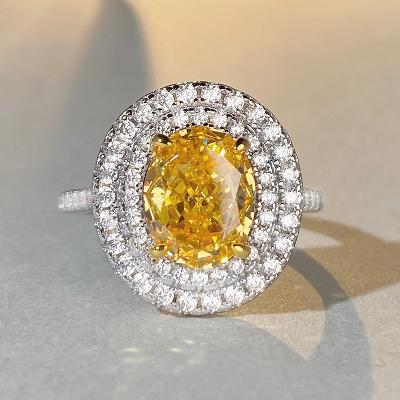 Yellow Oval Cut Halo Engagement Ring