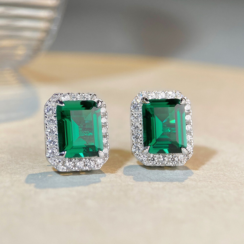 3 Carat Emerald Stud Earrings