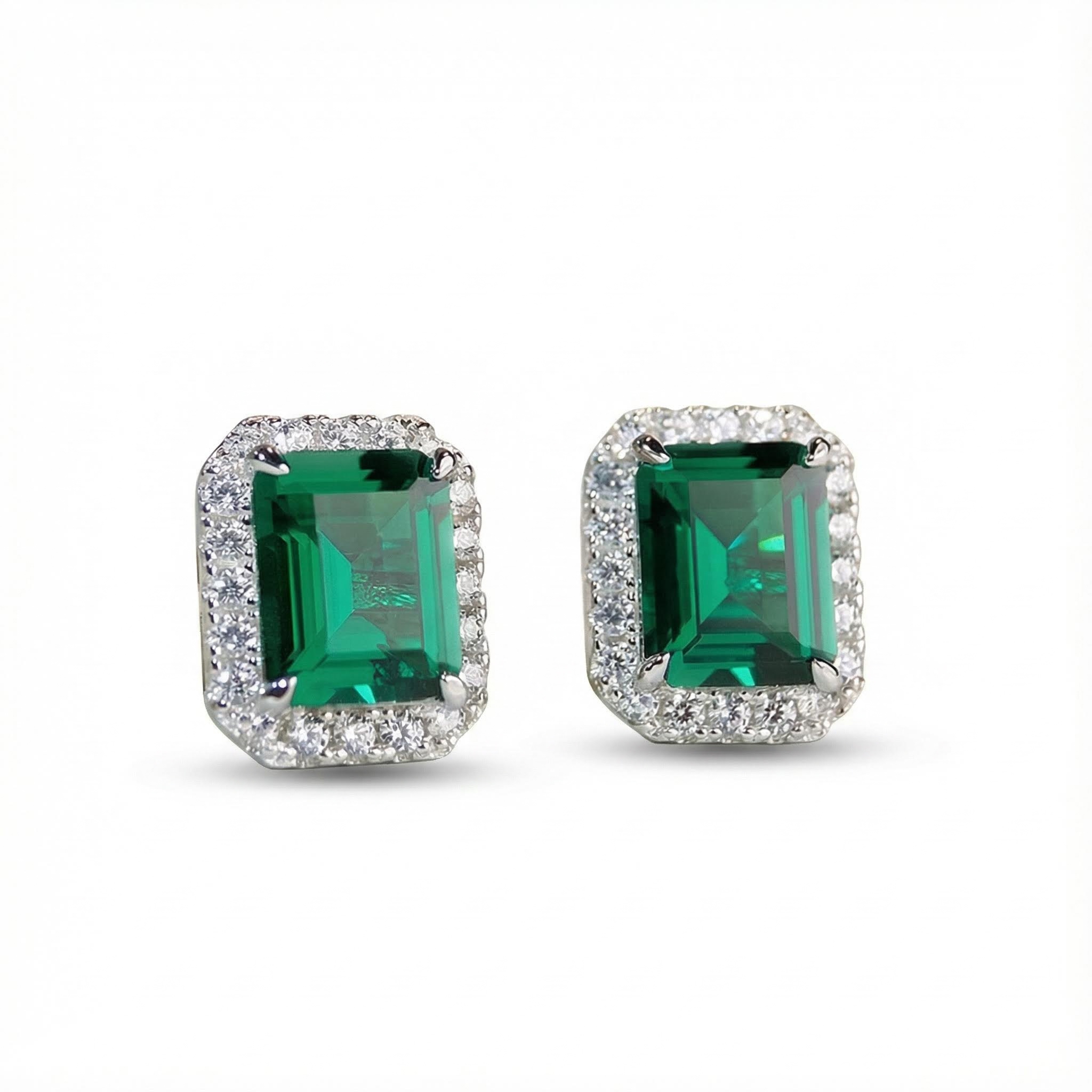 3 Carat Emerald Stud Earrings