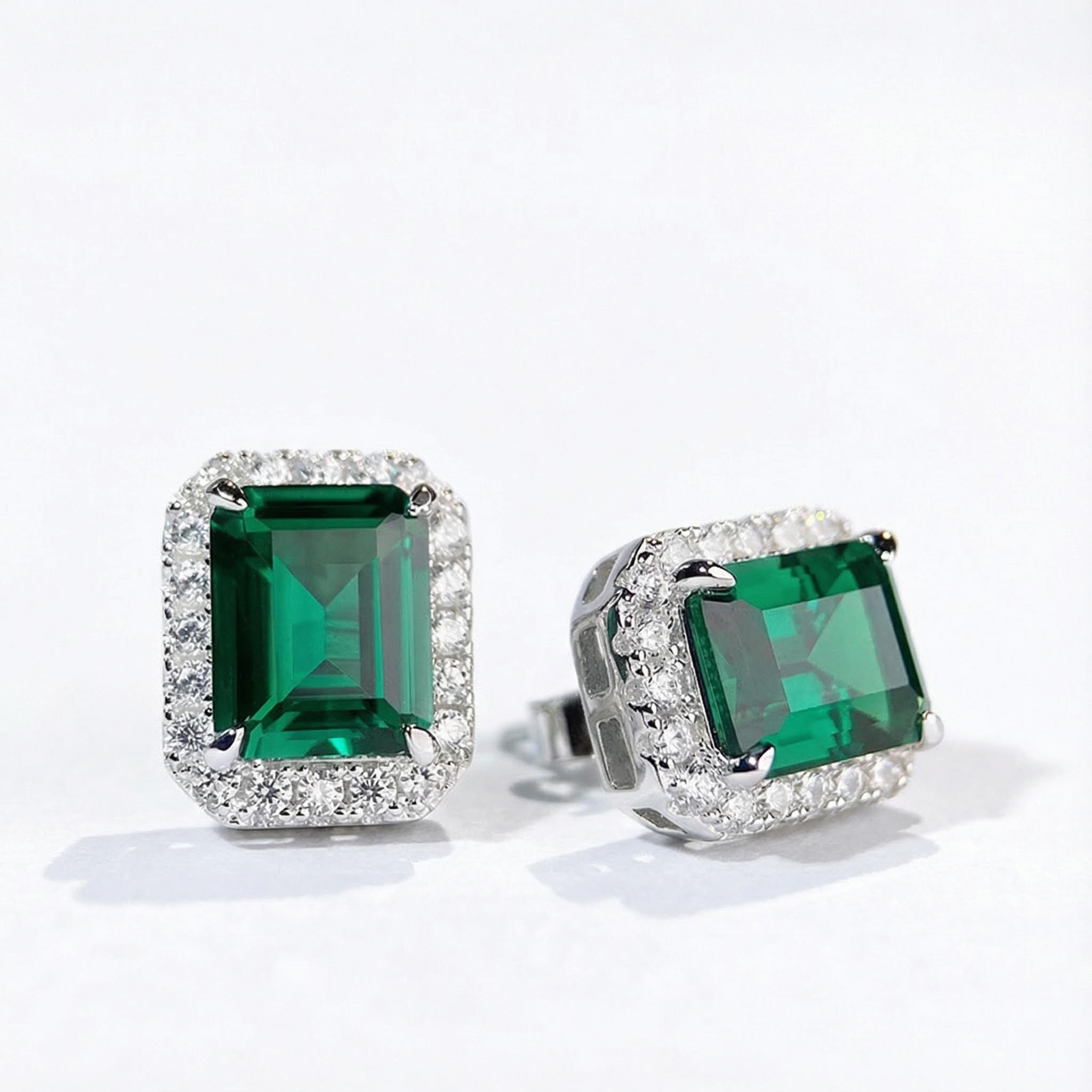 3 Carat Emerald Stud Earrings