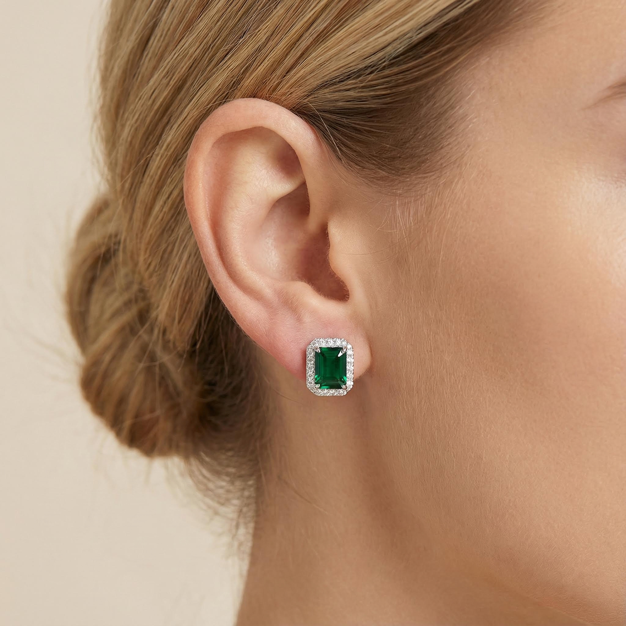 3 Carat Emerald Stud Earrings