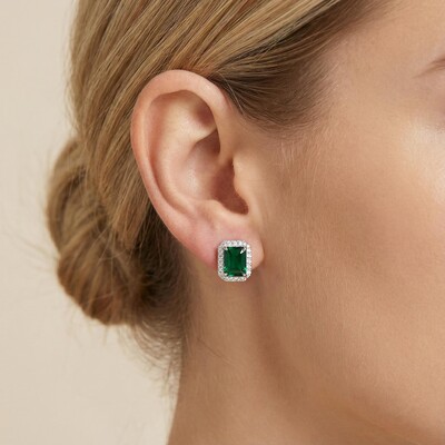 3 Carat Emerald Stud Earrings