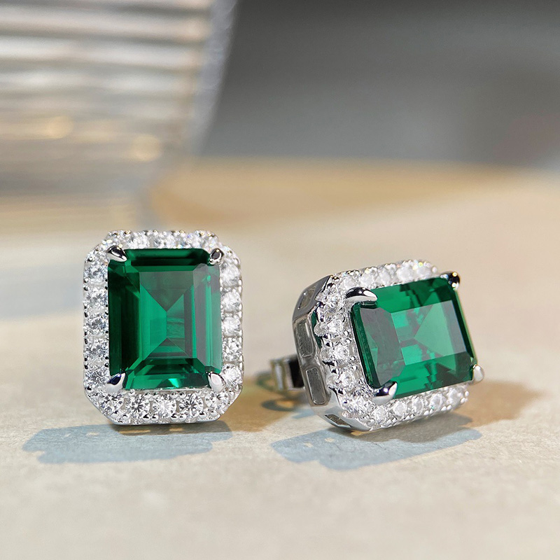 3 Carat Emerald Stud Earrings