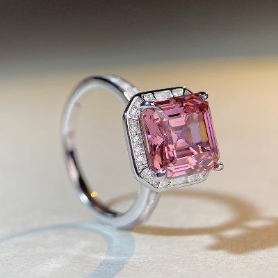 Pink Princess Cut 5 Carat Engagement Ring