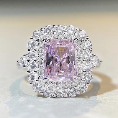 Pink Emerald Cut 3 Carat Engagement Ring