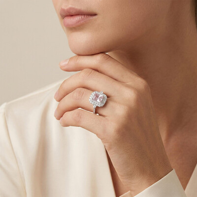 Pink Emerald Cut 3 Carat Engagement Ring