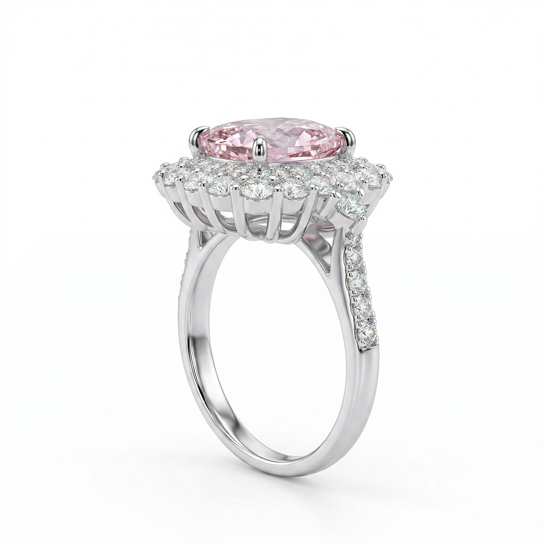 Pink Emerald Cut 3 Carat Engagement Ring