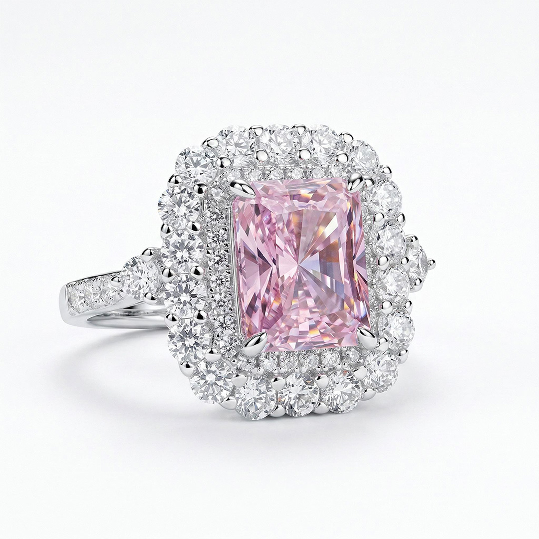 Pink Emerald Cut 3 Carat Engagement Ring