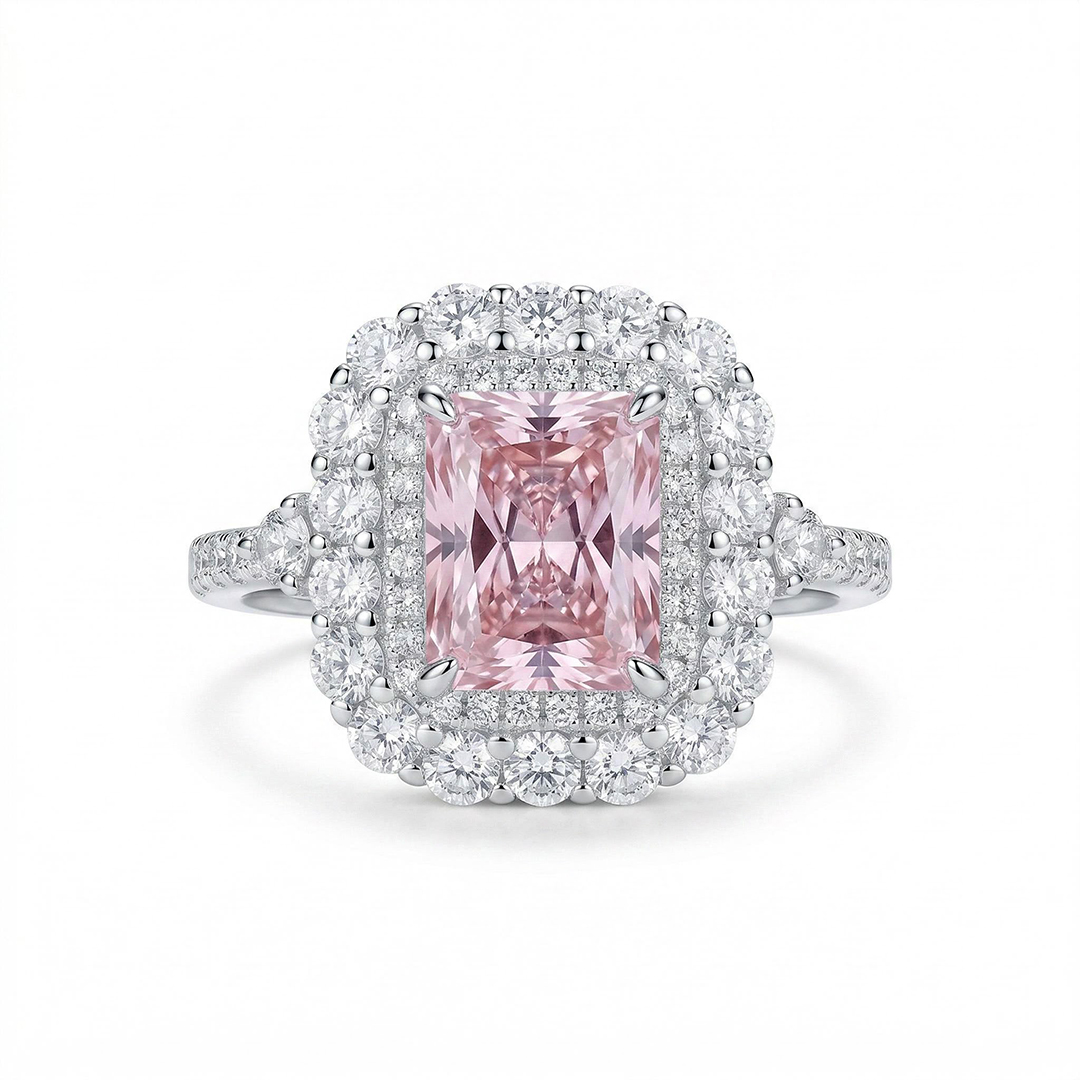 Pink Emerald Cut 3 Carat Engagement Ring