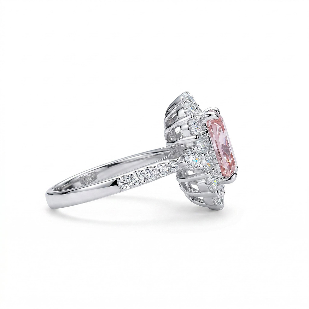 Pink Emerald Cut 3 Carat Engagement Ring