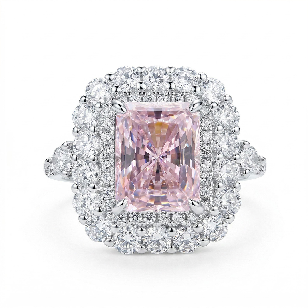 Pink Emerald Cut 3 Carat Engagement Ring