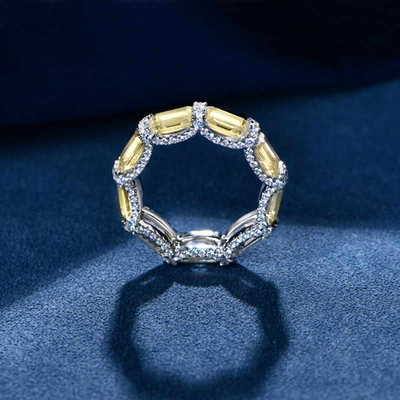  Emerald Cut Engagement Ring - Emerald/Purple/Yellow