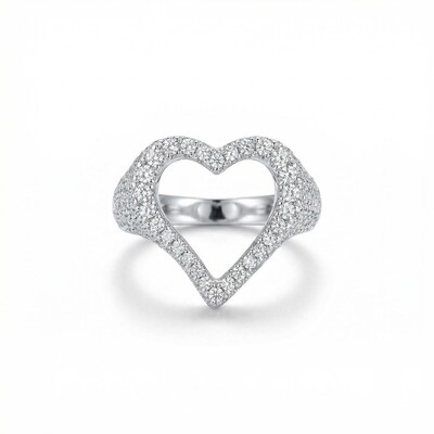 Iced Hollow Heart Ring