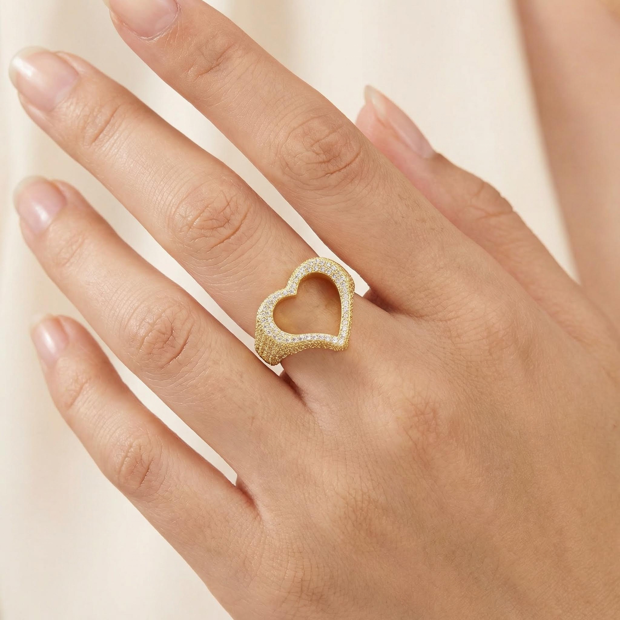Iced Hollow Heart Ring Iced Hollow Heart Ring