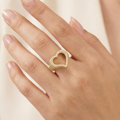  Iced Hollow Heart Ring