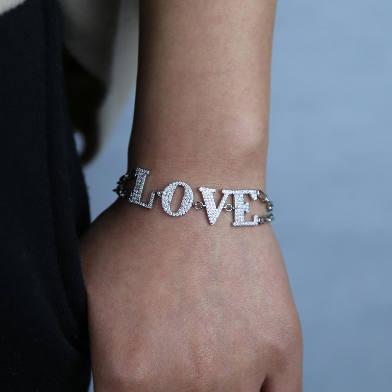 Iced LOVE Letter Adjustable Bracelet