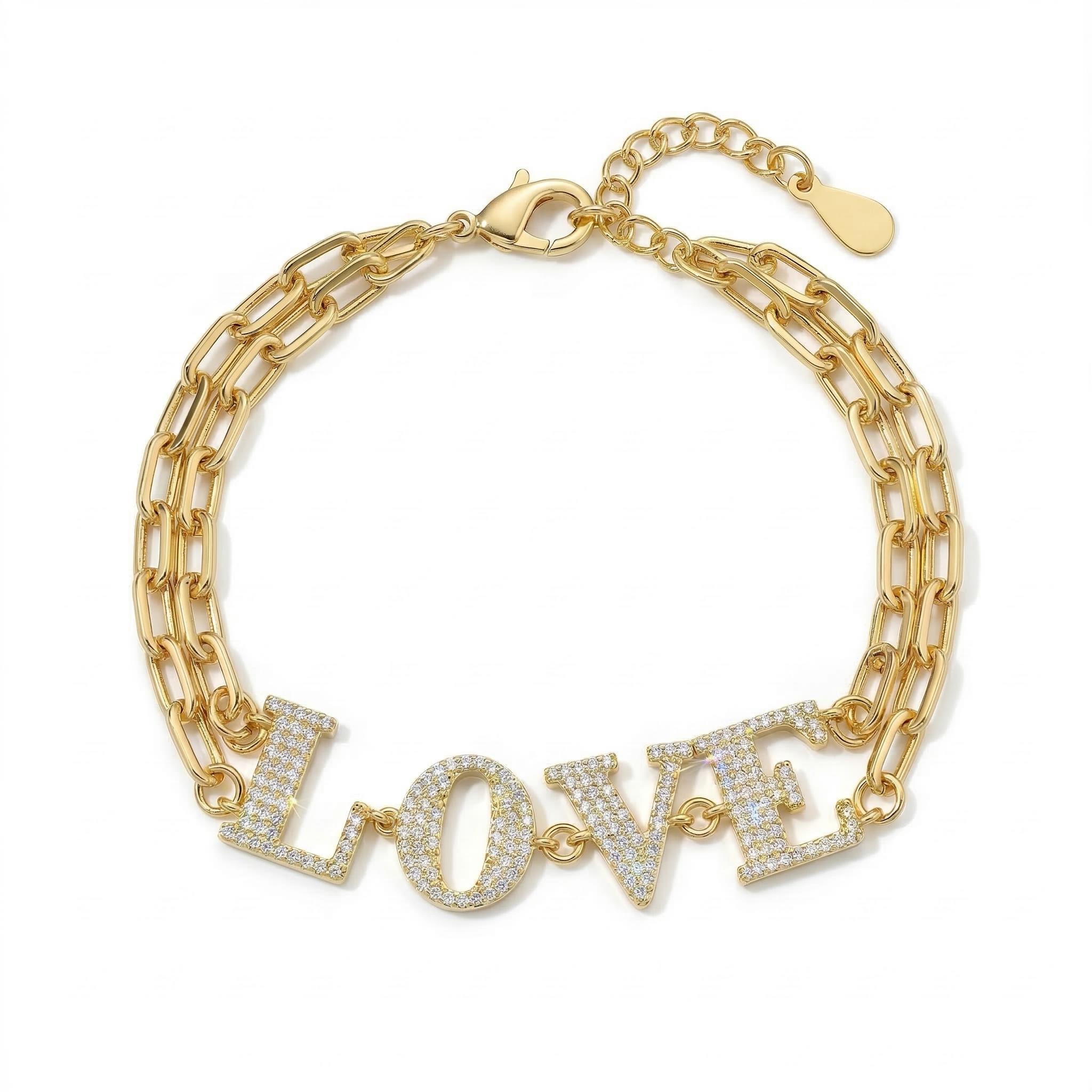 Iced LOVE Letter Adjustable Bracelet Iced LOVE Letter Adjustable Bracelet