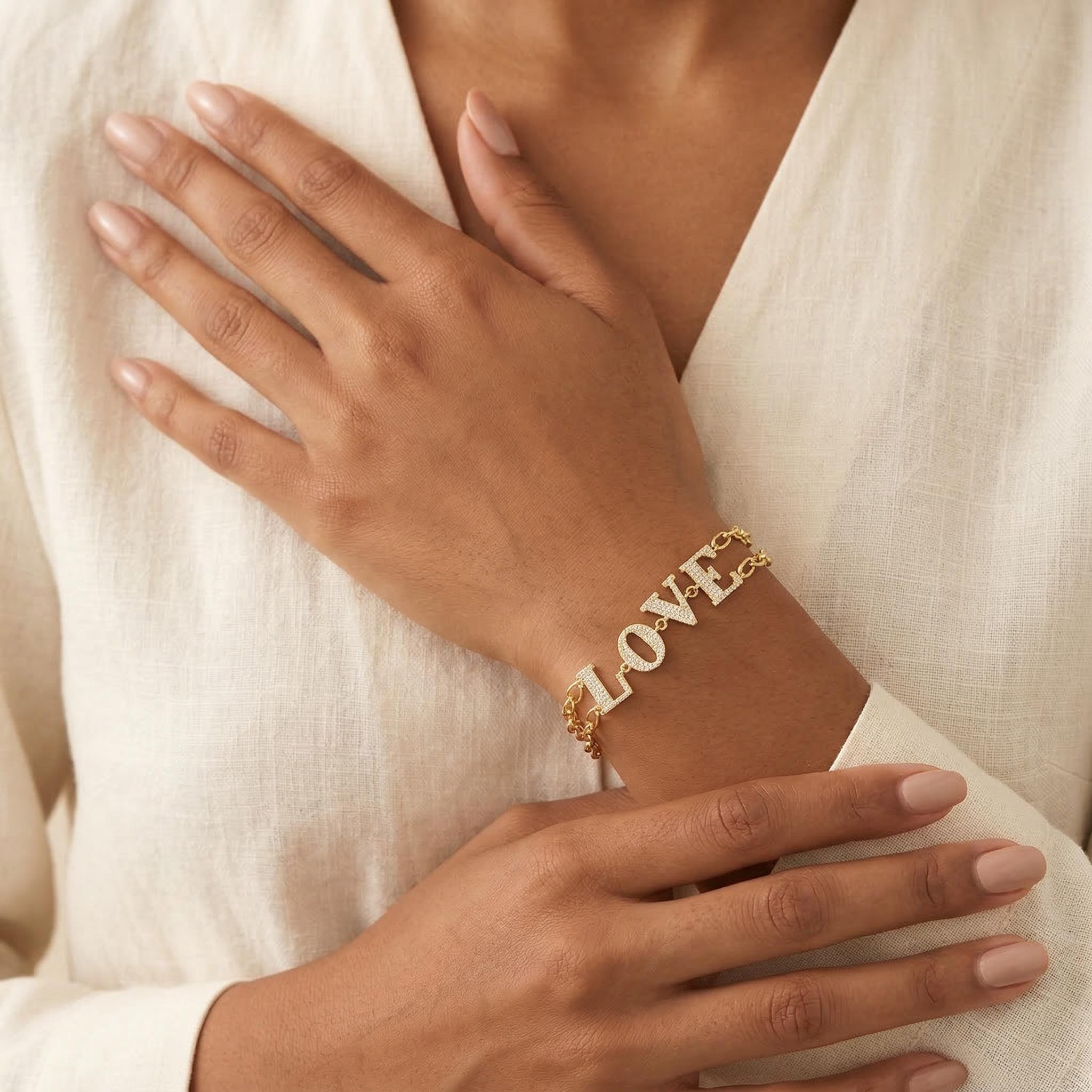 Iced LOVE Letter Adjustable Bracelet Iced LOVE Letter Adjustable Bracelet