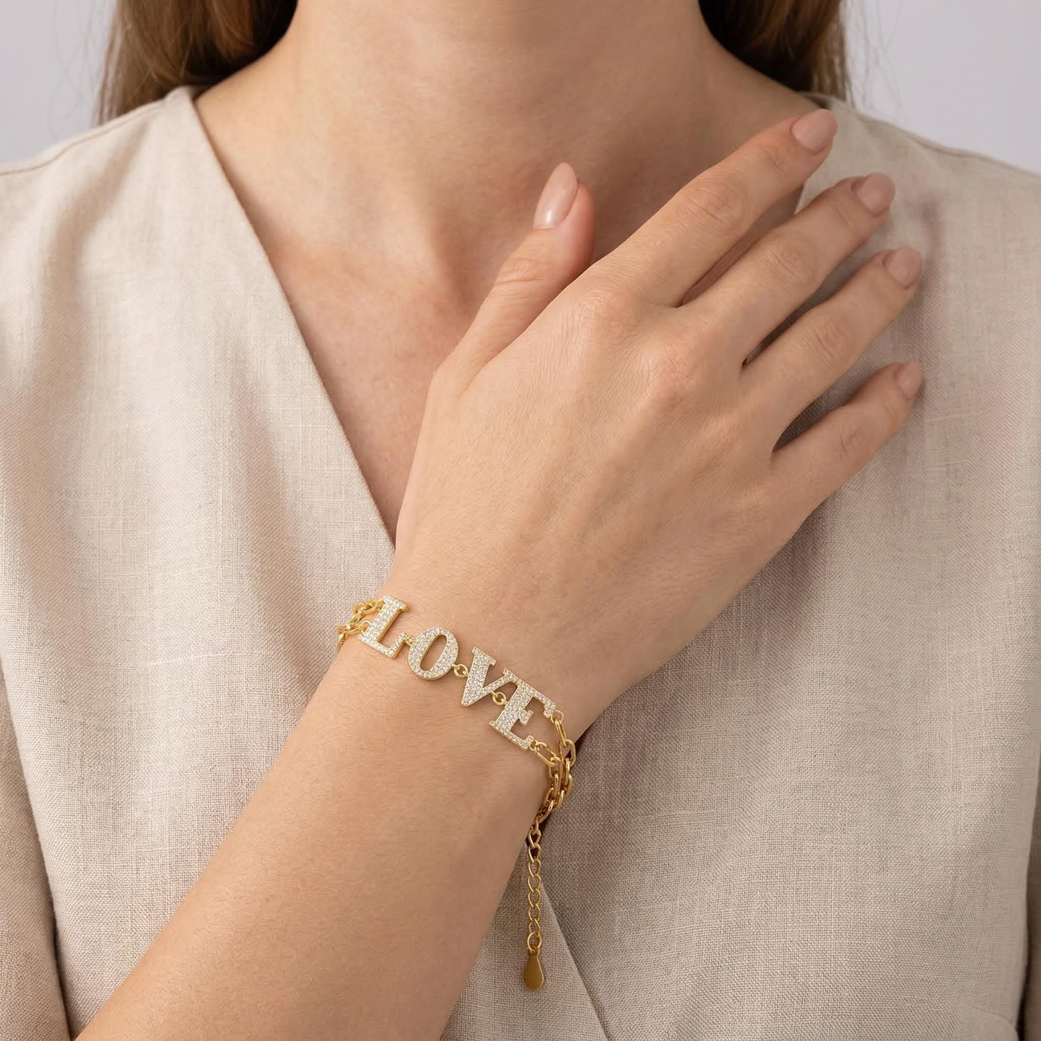 Iced LOVE Letter Adjustable Bracelet Iced LOVE Letter Adjustable Bracelet