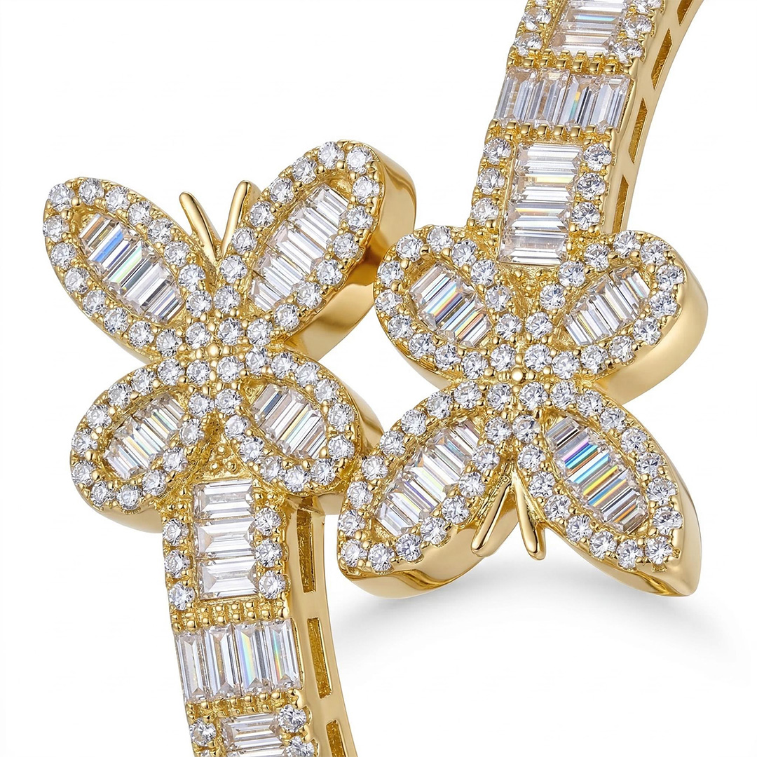 Iced Baguette Cut Butterfly Bangle