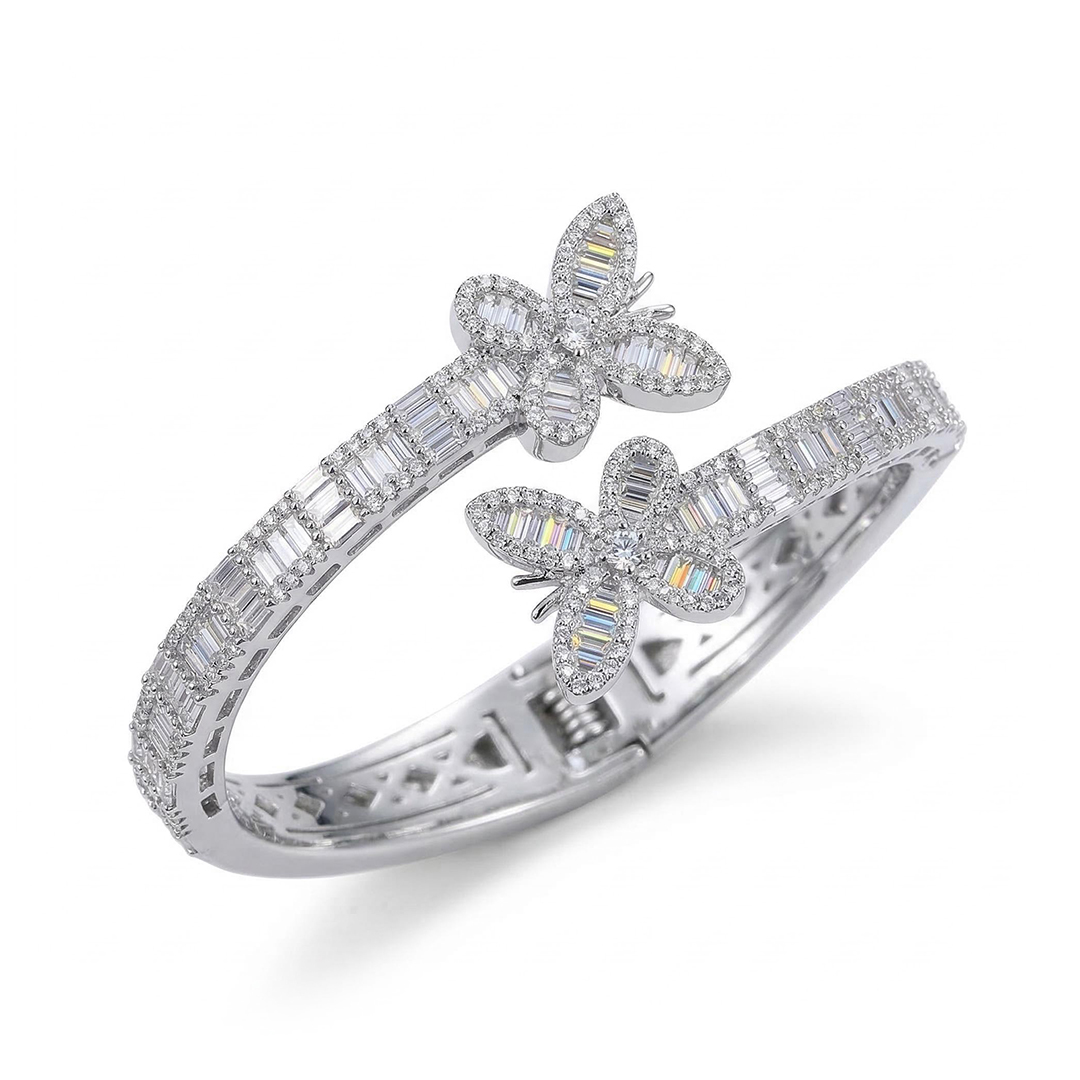 Iced Baguette Cut Butterfly Bangle